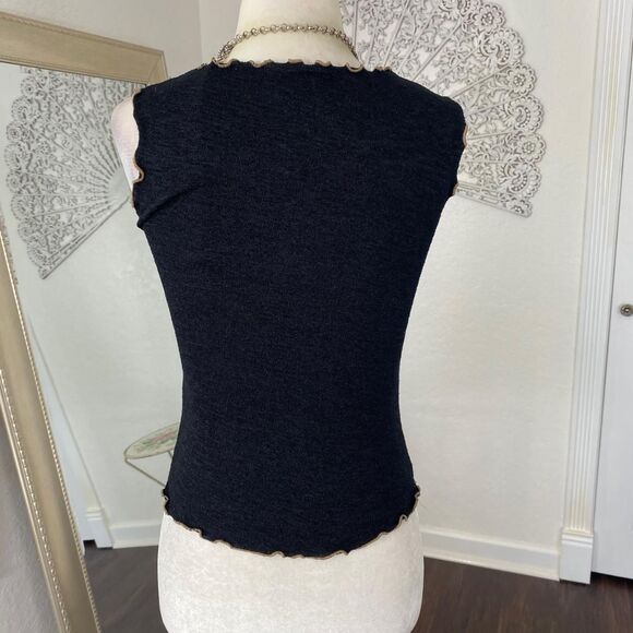 Boho Whimsygoth Black Brown Beaded Embellished Baby Tee Crop Top M - Picture 6 of 7